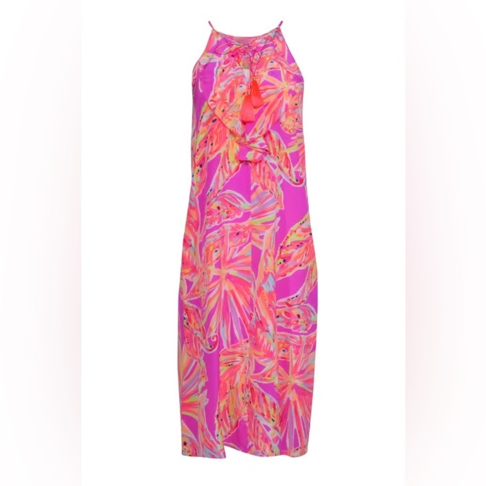 LILLY PULITZER 100% Silk Lachelle Bright Midi Dress Size XS